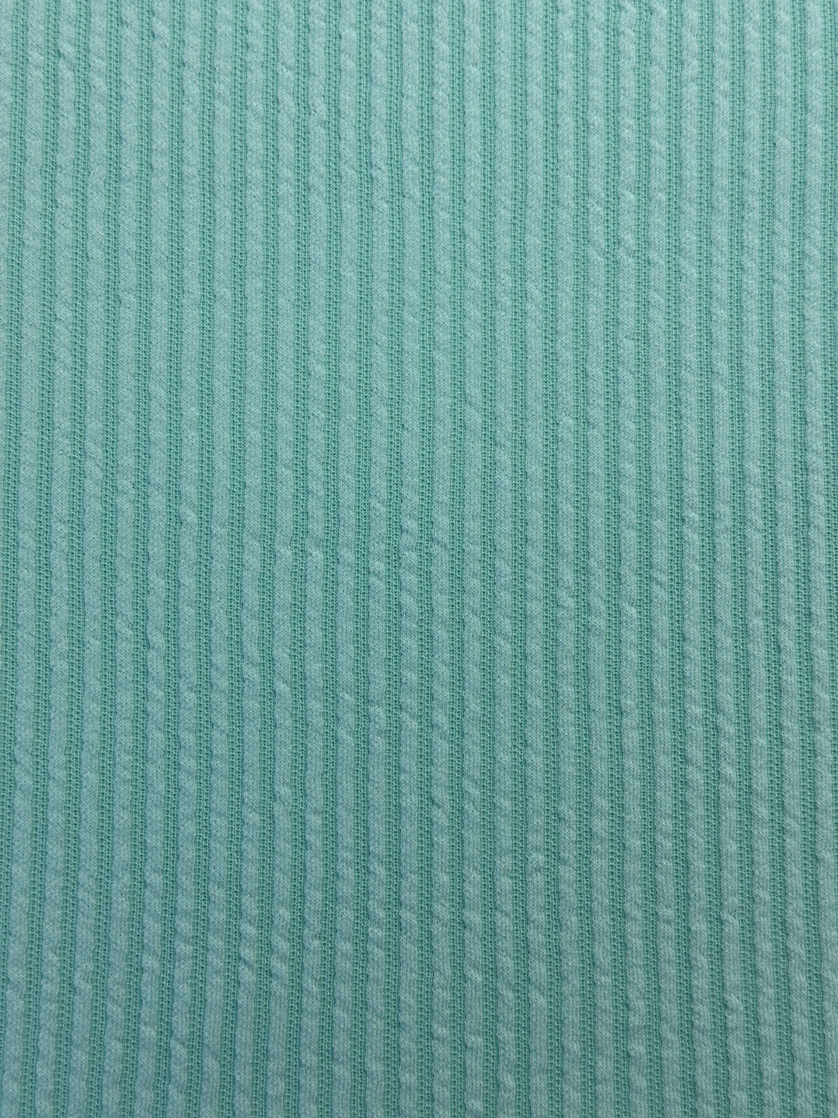 1970’s Aqua Blue Seersucker Stripe Double Knit Polyester Fabric - BTY