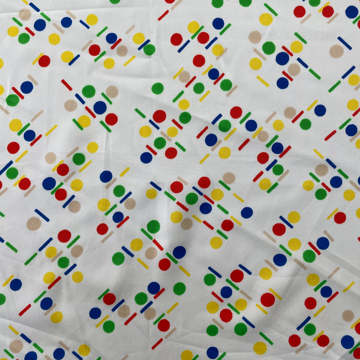 1980's Primary Color Polka Dot and Dashes - Poly Rayon