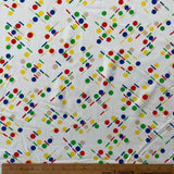 1980's Primary Color Polka Dot and Dashes - Poly Rayon