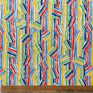 1980's Circular Rainbow Print Fabric