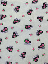 1990’s Pale Green Piano and Roses Novelty Print Cotton Jersey Knit Fabric - (P140)