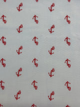 1980’s White with Red Anchor Novelty Print Fabric - (P141)