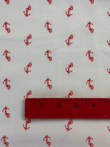 1980’s White with Red Anchor Novelty Print Fabric - (P141)