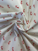 1980’s White with Red Anchor Novelty Print Fabric - (P141)