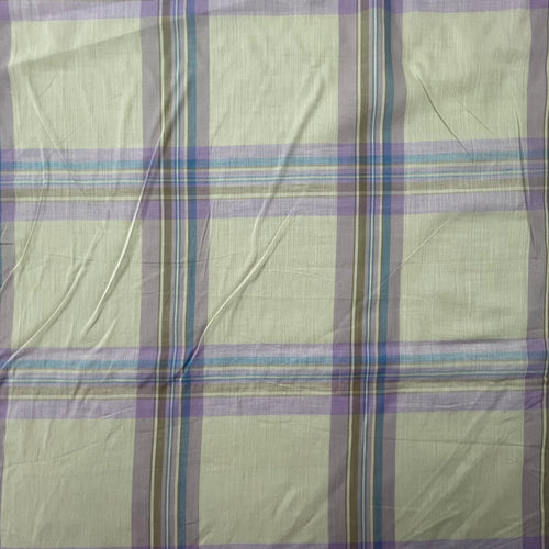 1970’s Grey and Purple Plaid Fabric - Cotton Blend - BTY