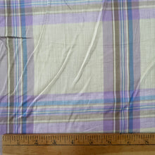 1970’s Grey and Purple Plaid Fabric - Cotton Blend - BTY