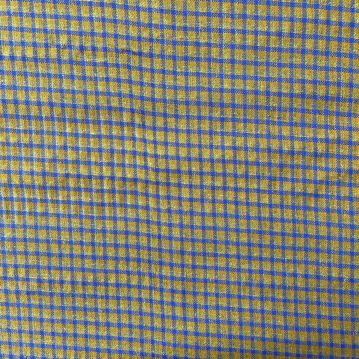 1970’s Mustard and Blue Homespun Plaid by Wamsutta - BTY