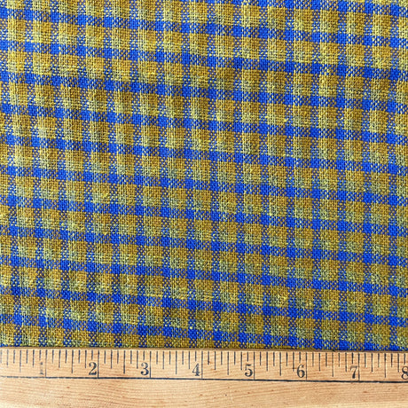 1970’s Mustard and Blue Homespun Plaid by Wamsutta - BTY