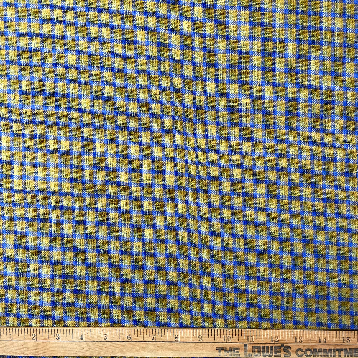 1970’s Mustard and Blue Homespun Plaid by Wamsutta - BTY