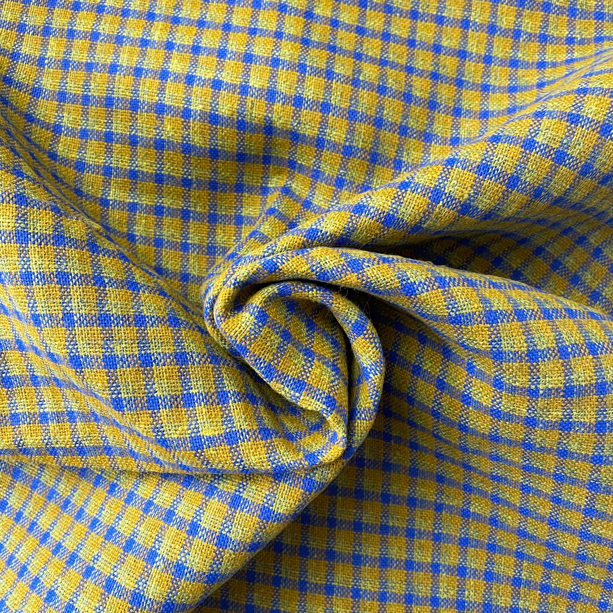 1970’s Mustard and Blue Homespun Plaid by Wamsutta - BTY