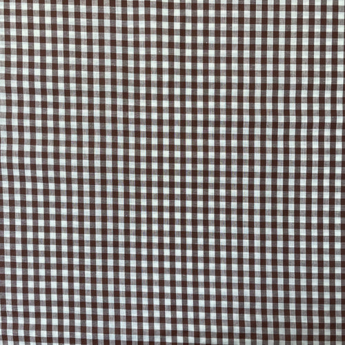 1970’s Brown and White Gingham Fabric - Cotton blend - BTY