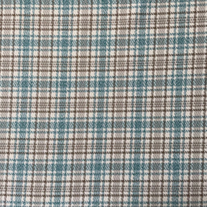 1970’s Blue and Brown Plaid Polyester Knit Fabric - BTY