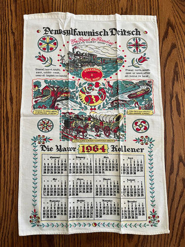 1964 Calendar tea towel with Strasberg Railroad