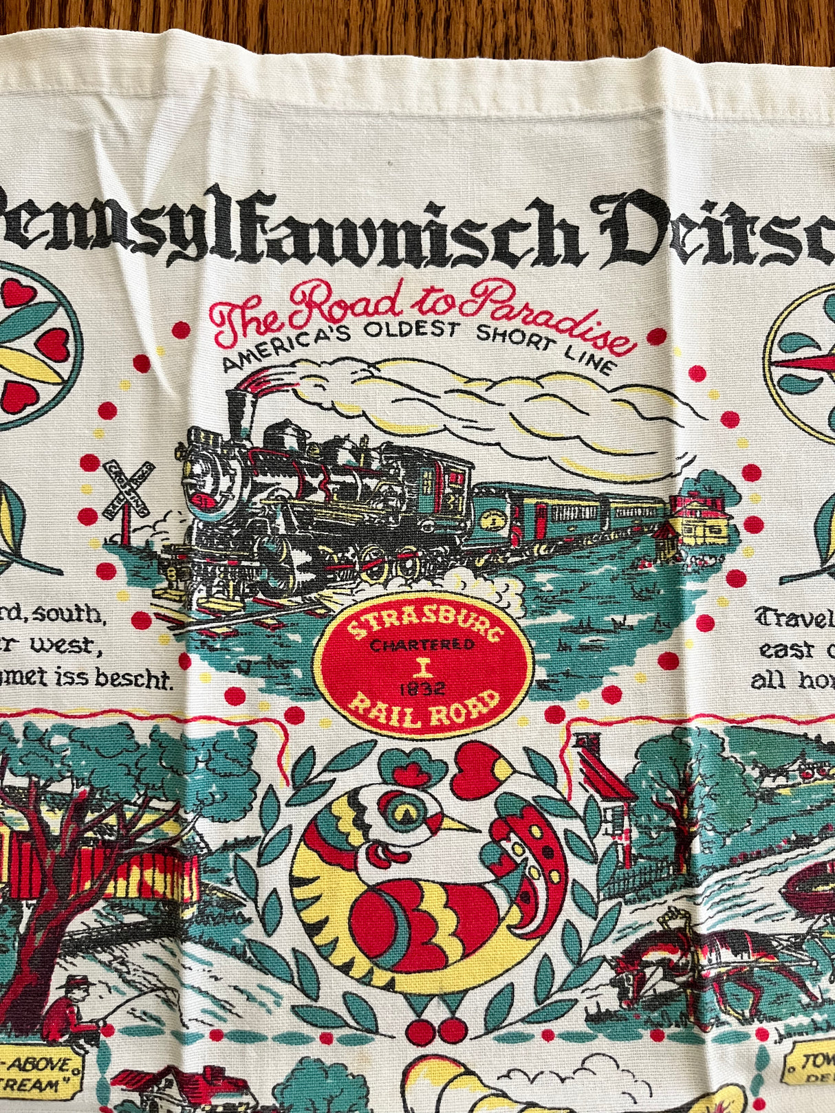 1964 Calendar tea towel with Strasberg Railroad