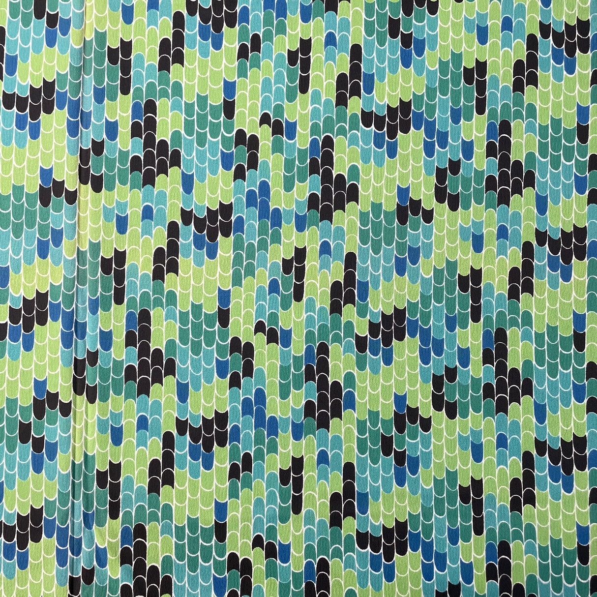 1960’s Blue, Teal and Green Fishscale Fabric - BTY