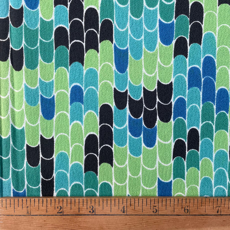 1960’s Blue, Teal and Green Fishscale Fabric - BTY