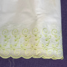 1970’s White with Green Thread Eyelet Trim - Cotton Blend - BTY