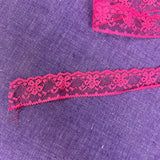 1970’s  Hot Pink Floral Edge Lace - Polyester - BTY