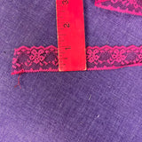 1970’s  Hot Pink Floral Edge Lace - Polyester - BTY