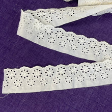 1970’s White Double Floral Eyelet Trim - Cotton Blend - BTY