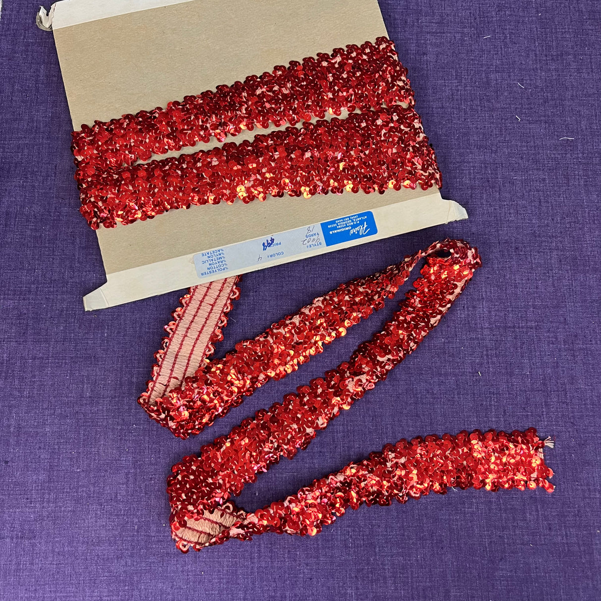 1970’s Red Sequin Trim - 1.5" - BTY