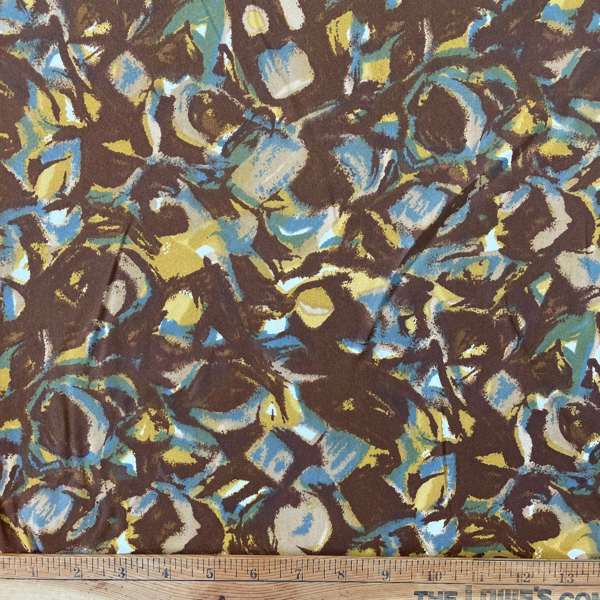 1970’s Brown and Blue Abstract Polyester - BTY