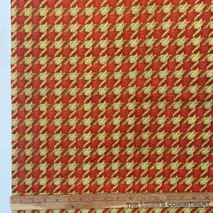 1970’s Orange and Mustard Yellow Houndstooth Print Fabric - BTY