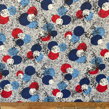 1960’s Red and Blue Circles on Grey Fabric - BTY