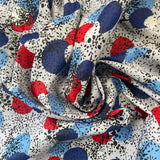 1960’s Red and Blue Circles on Grey Fabric - BTY