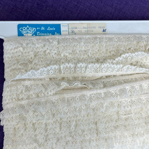 1970’s Ecru Small Circle Pattern Ruffle Edge Lace - Poly/Cotton - BTY