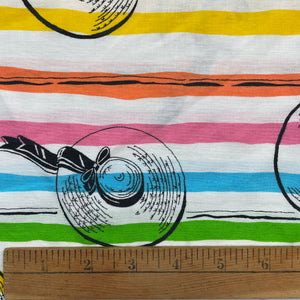 1950’s Rainbow Stripe Hat Print Fabric - Cotton