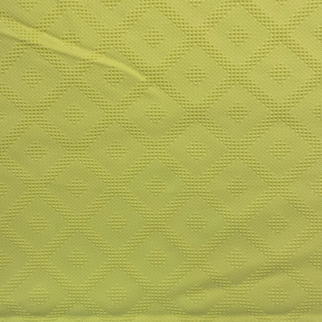 1970's Bright Yellow Waffle Weave with Diamond Fabric