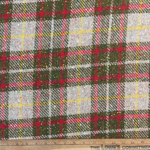 1970’s Green, Red, and Yellow Plaid Fabric - BTY