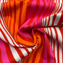 1970's Bright Pink, Orange and White Stripe Kettlecloth Fabric - BTY