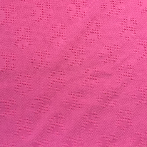 1970's Bright Pink Waffle Weave with Florals Fabric - BTY