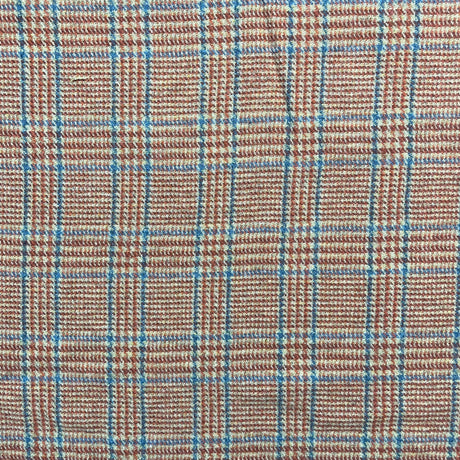1970’s Brown and Blue Plaid Wool Fabric - BTY (G16)