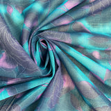 1960’s Teal and Purple Rose Print Fabric - BTY