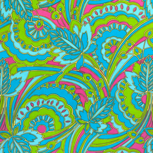 1960’s Bright Pink, Blue and Green Velveteen Fabric - BTY
