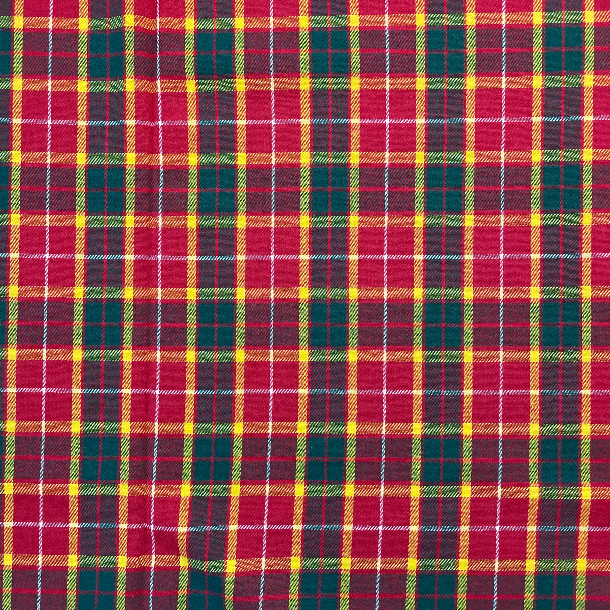 1970’s Red, Navy, Yellow, and Green Plaid Backed Fabric