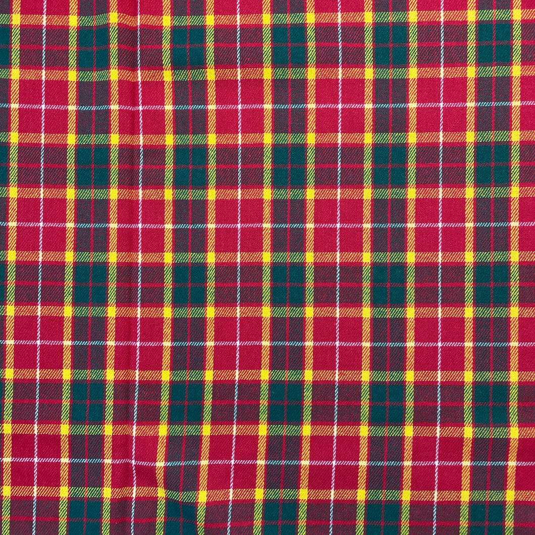 1970’s Red, Navy, Yellow, and Green Plaid Backed Fabric
