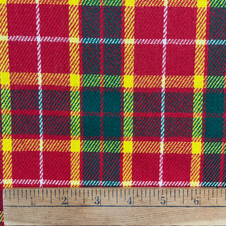 1970’s Red, Navy, Yellow, and Green Plaid Backed Fabric