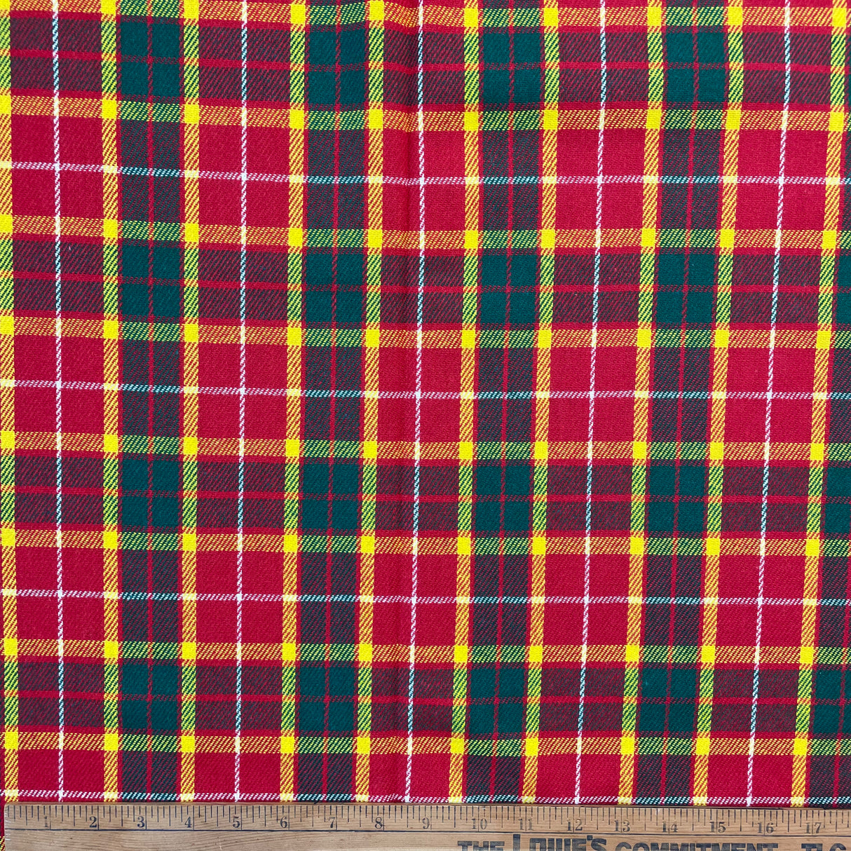 1970’s Red, Navy, Yellow, and Green Plaid Backed Fabric