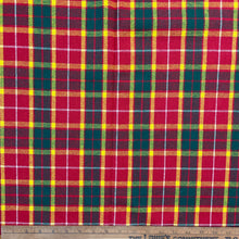 1970’s Red, Navy, Yellow, and Green Plaid Backed Fabric