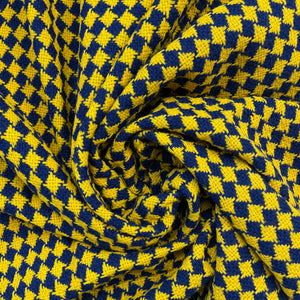 1970’s Navy Blue and Yellow Diamond Acrylic Backed Fabric - BTY