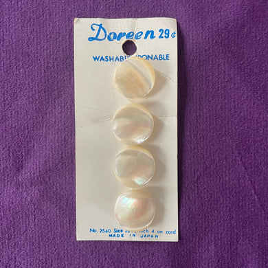 1970’s Doreen Mother of Pearl Buttons - Cream - set of 4 - 3/4