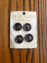 1960’s Le Chic Brown Carved Plastic Buttons - on card