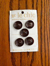 1960’s Le Chic Brown Carved Plastic Buttons - on card