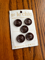 1960’s Le Chic Brown Carved Plastic Buttons - on card