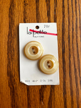 1980’s La Petite Light Yellow Opalescent Plastic Buttons - set of 2 - on card