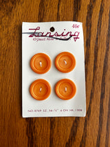 1970’s Lansing Light Orange Carved Plastic Buttons - set of 4 - on card